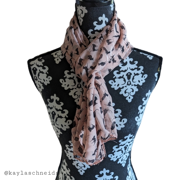 🌻2 for $20 | Pink Sheer Kitty Cat Summer Scarf - Picture 2 of 5